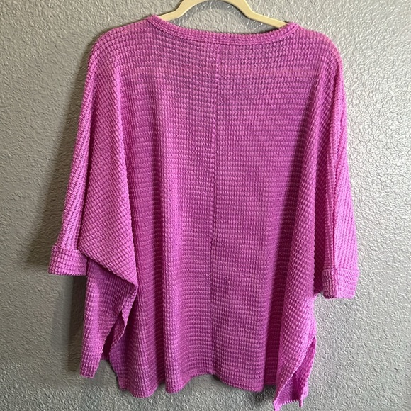 Zenana L/XL pink waffle top NWOT - Picture 2 of 5